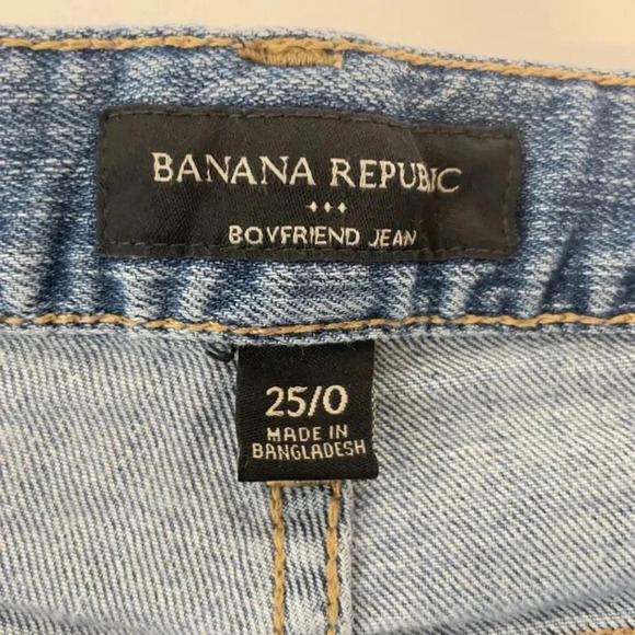 Banana Republic Women's Denim Medium Wash Distressed Boyfriend Jeans Size 25/0 - Picture 13 of 15